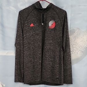 Adidas Charcoal Long Sleeve Shirt with Red Logo